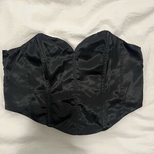 H&M Black Satin Crop Top